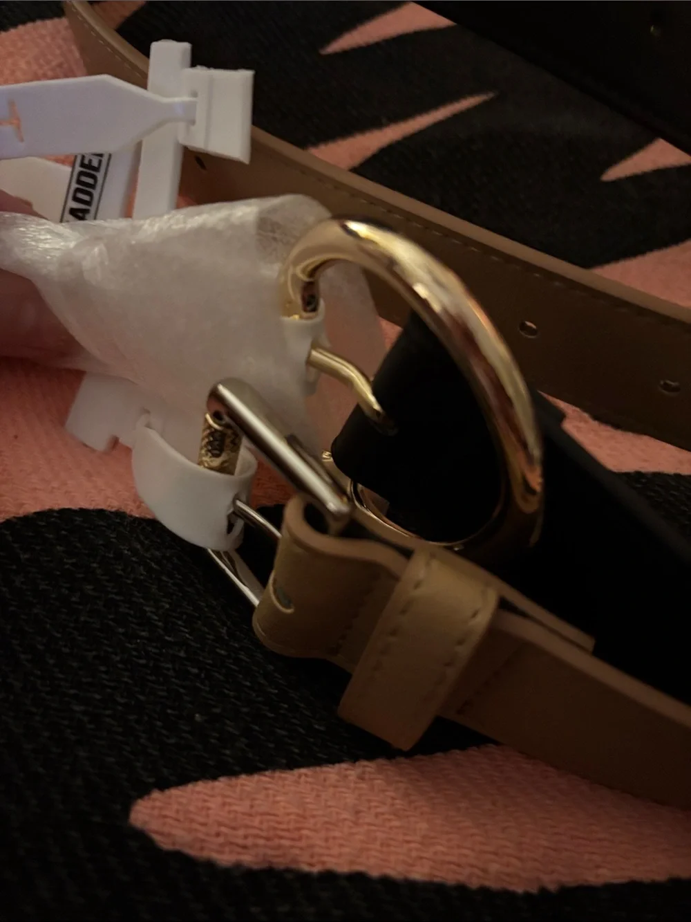 2 Steve Madden Leather Belts in Black and Brown/Tan